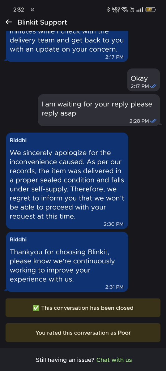 QuamarNoman's tweet photo. @letsblinkit @blinkitcares @blinkiteng @blinkit Please review the attached evidence and resolve this issue with a refund/replacement instead of closing the complaint without properly checking the evidence.
Order ID: #ORD55169836562
@blinkit #Blinkit #CustomerService #ConsumerComplaint #FoodSafety https://t.co/8HaRMJER3C