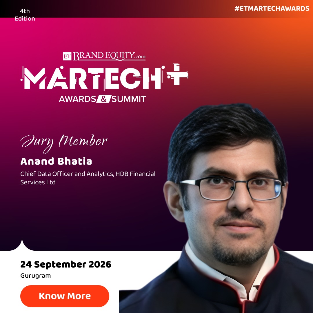 ETBrandEquity's tweet photo. Hiba Khan and Anand Bhatia join the jury for the 4th Edition of ET BrandEquity MarTech+ Awards &amp; Summit, bringing expertise across growth, data, analytics and customer-led transformation

24 September | Gurugram

Know more: https://t.co/PZoD8H6P8u

#ETMarTechAwards #MarTechAwards https://t.co/yZ0dcJL0FD