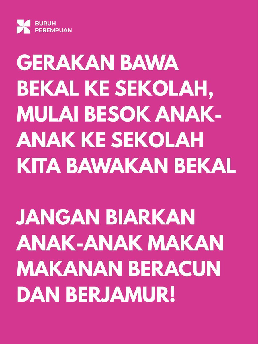 rebukanrain's tweet photo. GERAKAN BAWA BEKAL KE SEKOLAH

Biarkan MBG fokus untuk:
1. Daerah dengan angka stunting tinggi
2. Wilayah 3T (Tertinggal, Terdepan, Terluar)
3. Daerah dengan rawan krisis pangan

Efisiensi anggaran MBG, bukan efisiensi anggaran seluruh sektor demi MBG. https://t.co/7SdC9Ox9rY