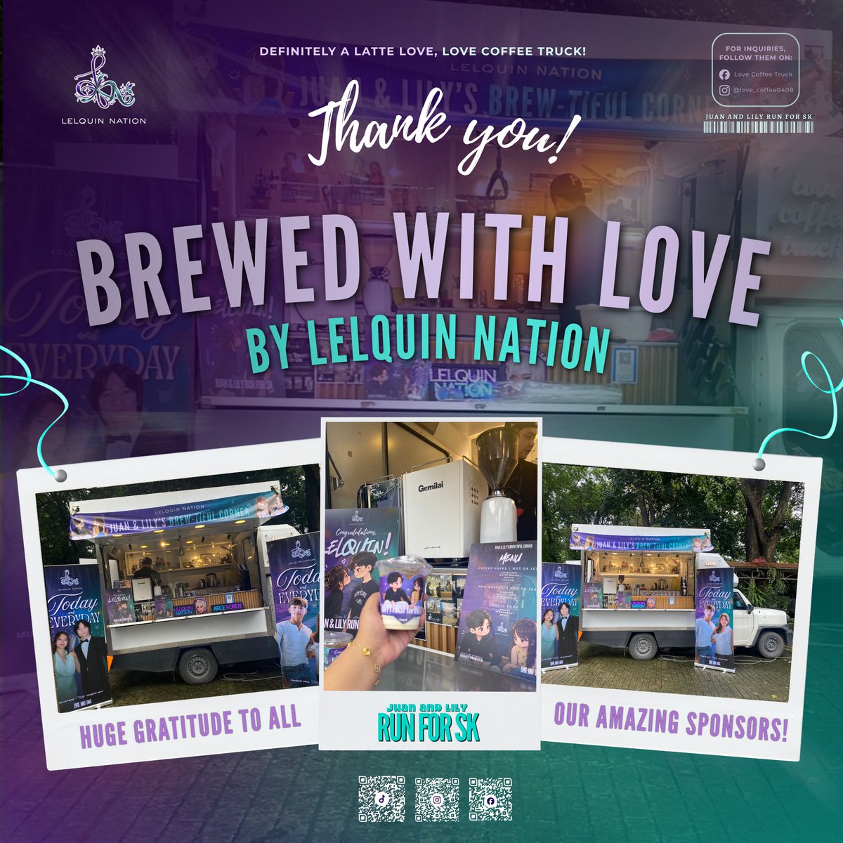 lelquinnation's tweet photo. FIRST TAPING DAY!

A little caffeine boost from LelQuin Nation for Lella, Joaquin, their fellow artists, and the whole production team! 

Wishing everyone a smooth and successful first day on set! We’re so excited for this new chapter. 

ITS FinaLILY DAY JUAN
#JuanAndLilyRunForSKDay1
#LelQuin | #LellaFord | #JoaquinArce