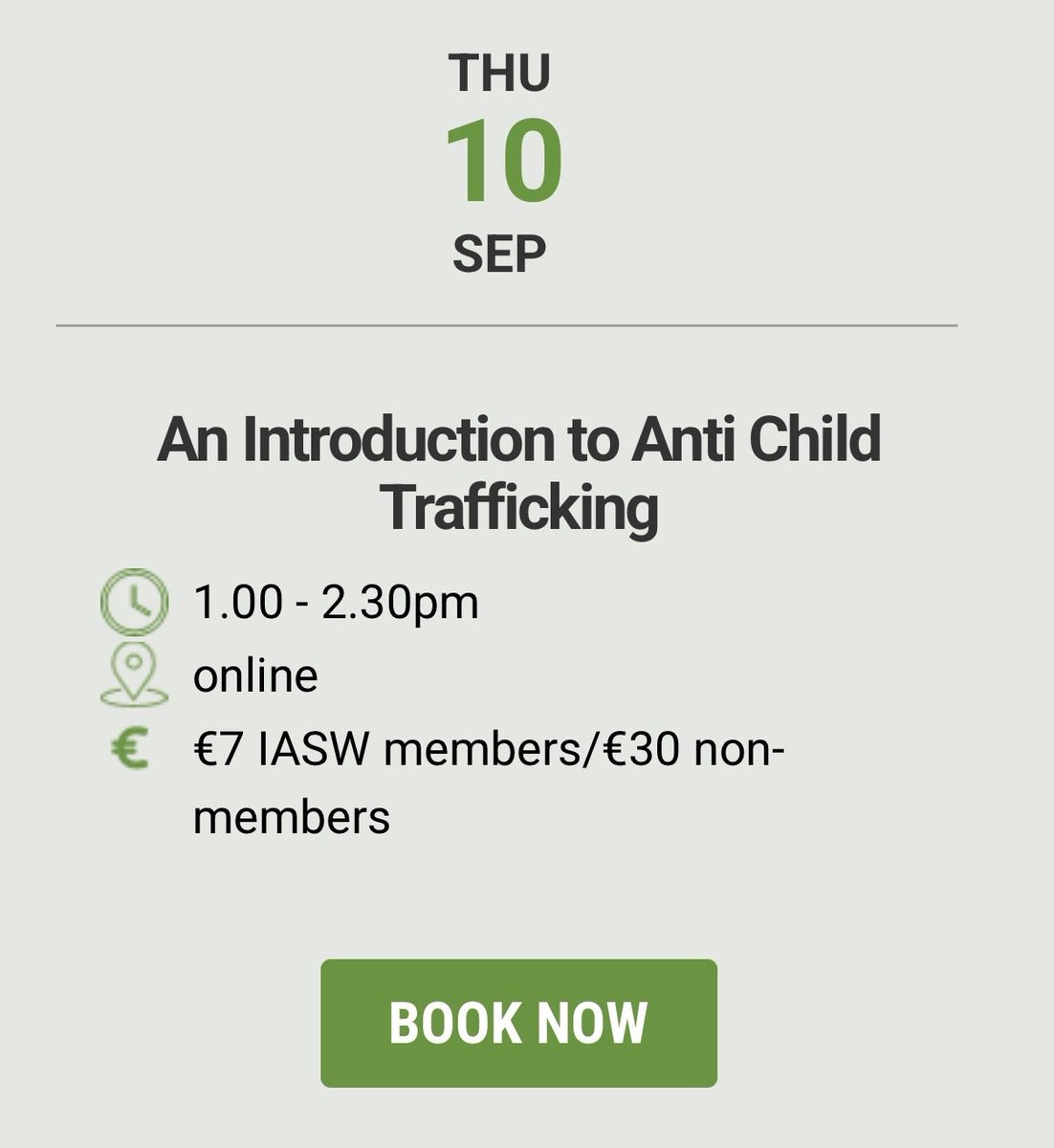 MECPATHS's tweet photo. Look forward to joining @IASW_IRL this lunchtime for an introduction to Child Trafficking in Ireland #SocialWork https://t.co/6xXYANBHZ8