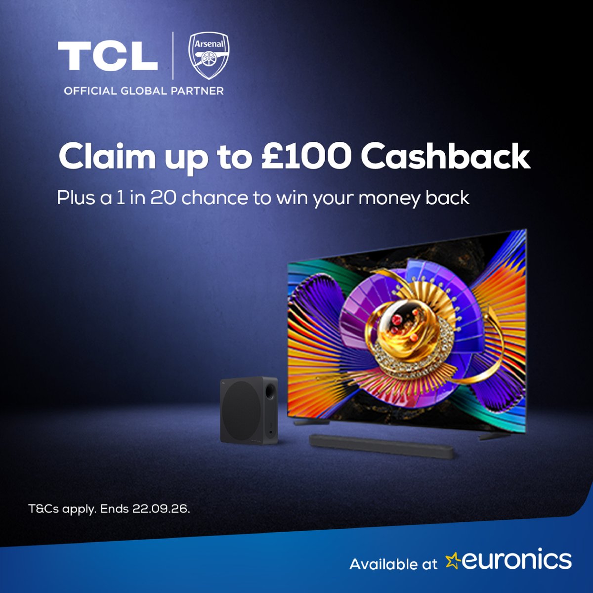 EELeigh_'s tweet photo. TCL CASHBACK IS HERE! 💸

Upgrade with selected TCL TVs &amp; soundbars from 22nd Sept and claim up to £100 cashback! Plus, you’ll have a 1 in 20 chance of winning your money back! 🎬🔊

T&amp;Cs apply. Shop here: https://t.co/EUnVdyDL3k 
#ShopLocal #Leigh #Euronics #TCL https://t.co/oWbVYHgUqx