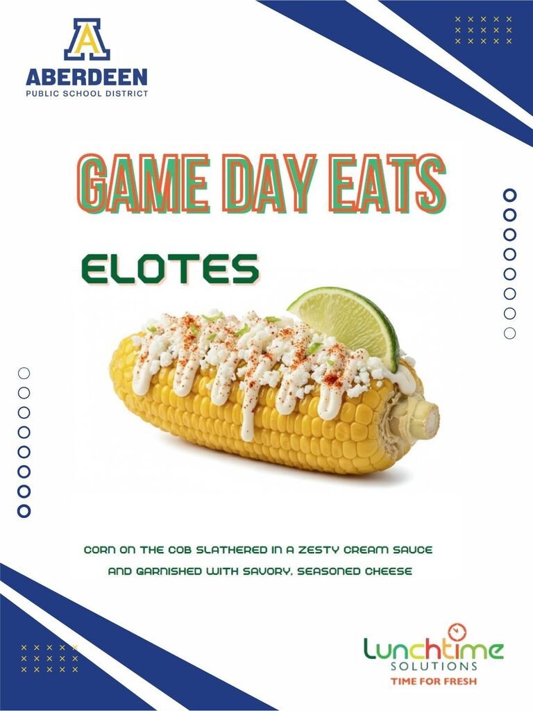 AberdeenMO's tweet photo. Today's Game Day Eats at #AberdeenPublicSchools: Street Corn, AKA Elote!

Students, enjoy corn on the cob slathered in a zesty cream sauce and garnished with savory, seasoned cheese! 🌽

#GameDayEats #GoEagles 💙🦅💛 https://t.co/Eh7vLdjQS2