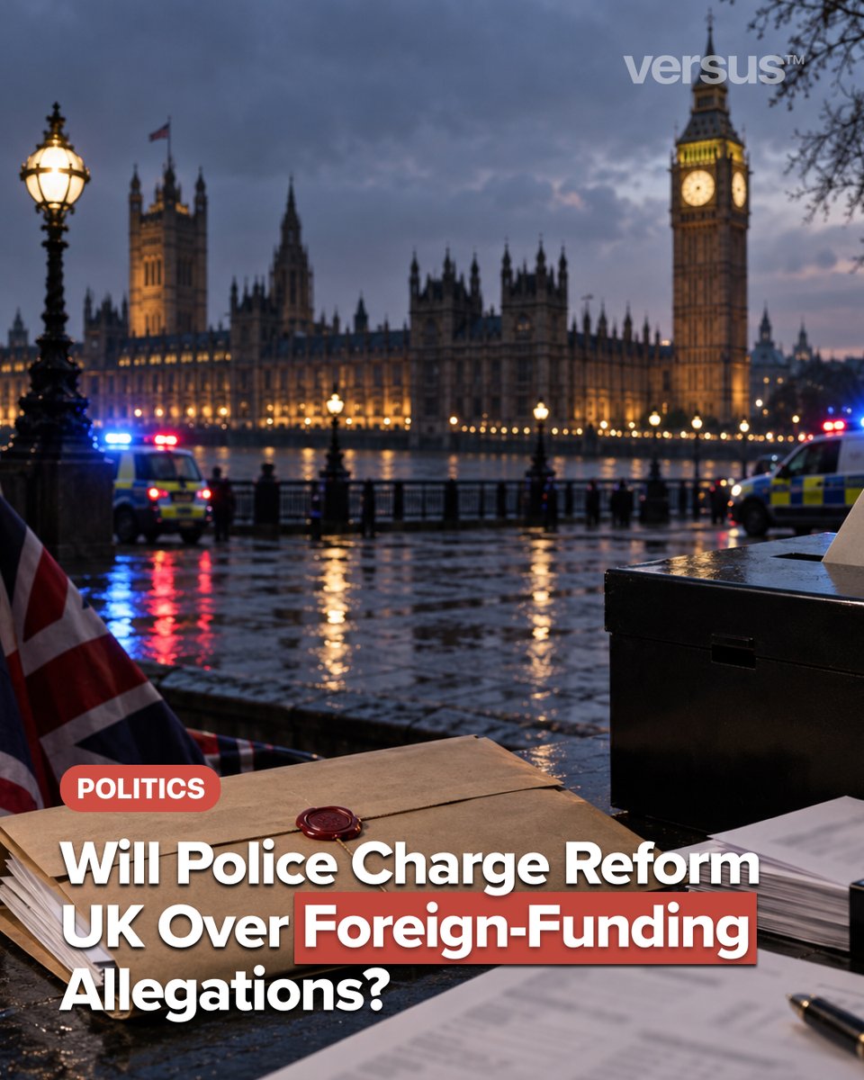 versusapp's tweet photo. Reform UK is facing a major political test after the Metropolitan Police opened a criminal investigation into allegations involving foreign donations. The party denies wrongdoing and says it will cooperate fully.

Will police charge Reform UK?

Make your prediction on versus: https://t.co/VS5urHweQt

#PredictionMarkets #UKPolitics #ReformUK #BritishPolitics