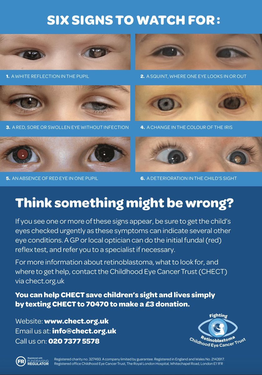 ChectUK's tweet photo. We would love to see your TikToks, Instagram reels and YouTube videos which help to spread awareness around retinoblastoma and the signs and symptoms!

For a reminder of the signs and symptoms, please visit our website: https://t.co/1y8BnimUhn https://t.co/KUE84Uq0UT