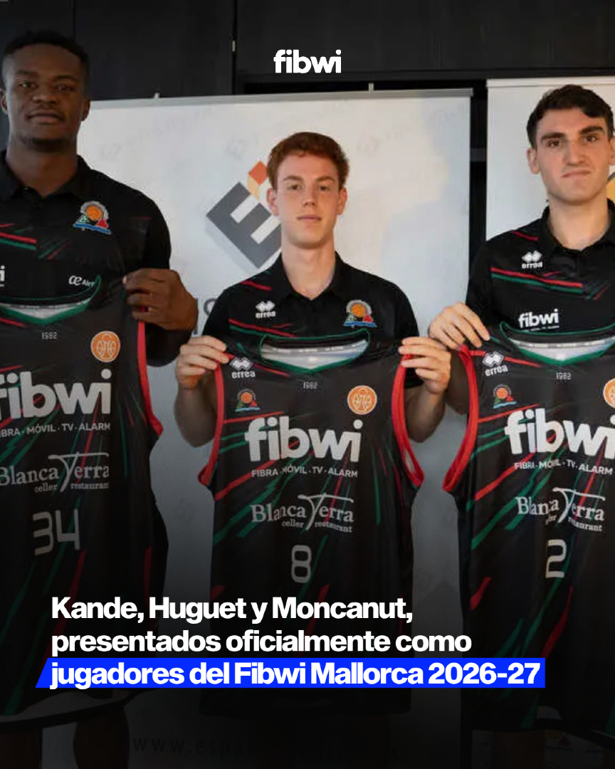 fibwi's tweet photo. 🏀 Kande, Huguet y Moncanut ya visten oficialmente los colores del Fibwi Mallorca. Tres perfiles diferentes que llegan con un mismo objetivo: consolidar al equipo en la categoría y seguir creciendo esta temporada.

👉 Más información en https://t.co/1o1WnAzmQB

#Baloncesto https://t.co/yQpZBzIDR7