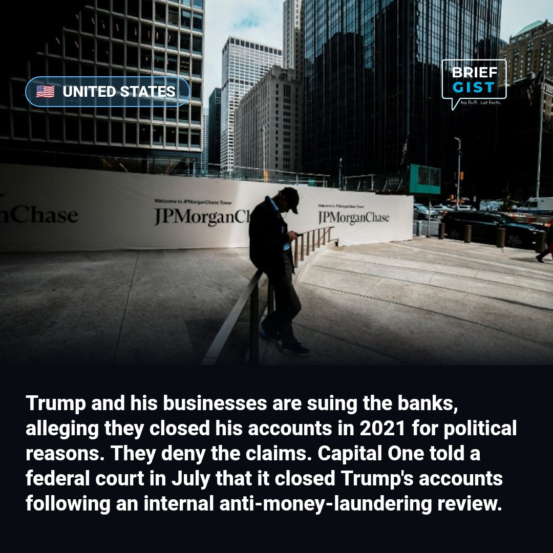 BriefGist's tweet photo. Capital One and JPMorgan bet that fighting Trump may be safer than settling https://t.co/kEJShnZCgb