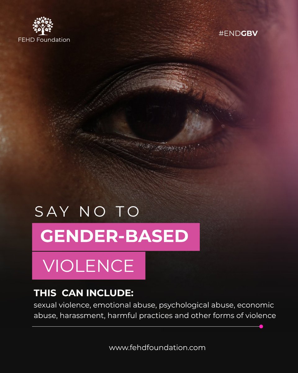 FEHDfoundation's tweet photo. Gender-based violence has no place in our homes, communities or society.
Speak up. Support survivors. Challenge harmful norms. Stand against violence.
Together, we can end GBV.
#EndGBV #StopGBV #SayNoToViolence https://t.co/YolIbDMicO
