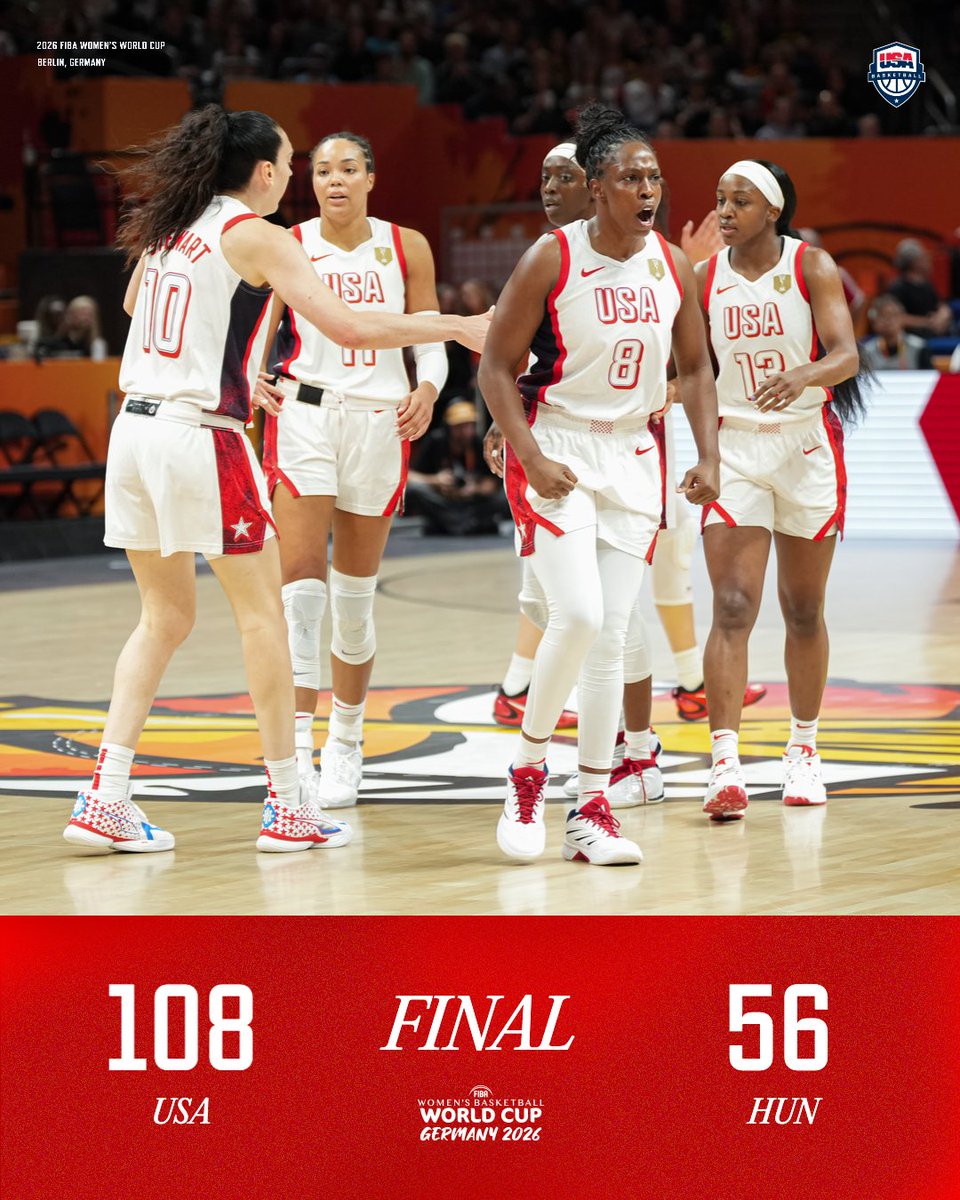 usabasketball's tweet photo. See ya in the semis 👊

@PHEEsespieces 19 pts, 6 reb
@howard_rhyne 15 pts
@CaitlinClark22 10 pts, 9 ast

🇺🇸 #USABWNT x #FIBAWWC 🏆 https://t.co/86k6N42Sca