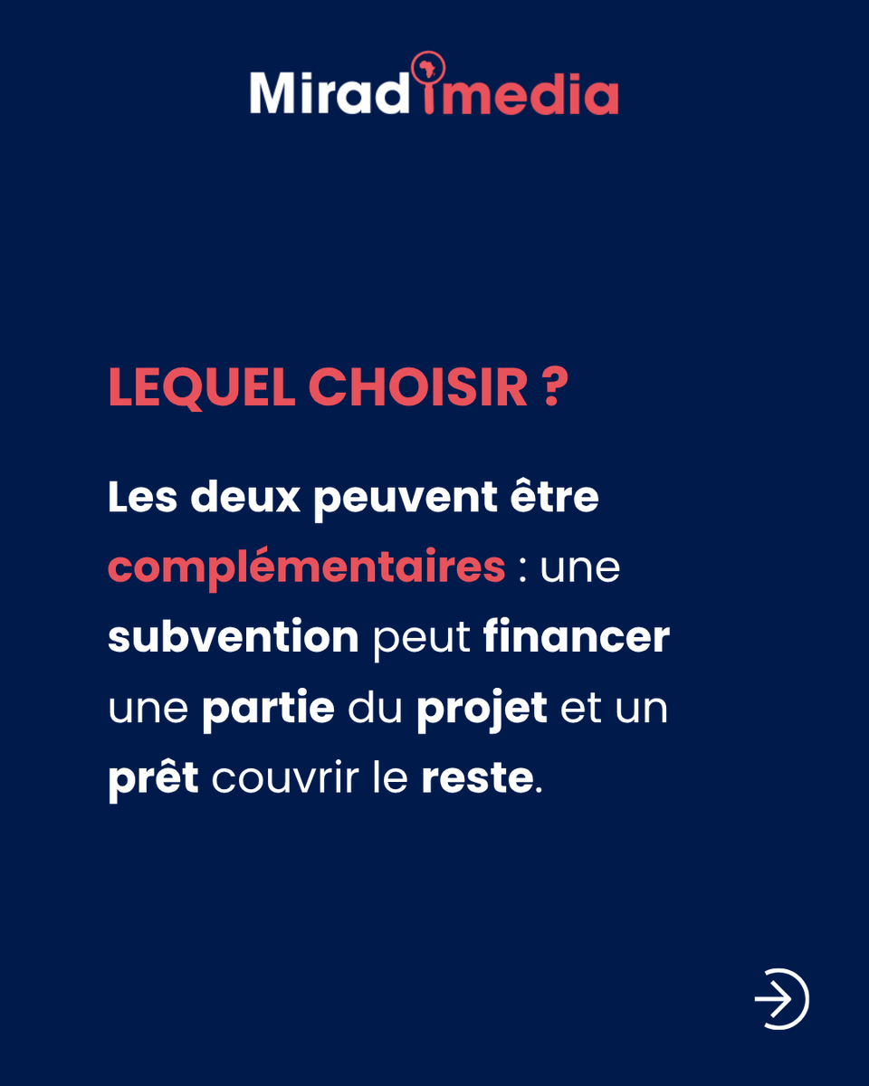 MiradiMedia's tweet photo. Un prêt ou une subvention peuvent aider une entreprise à se développer, mais ils ne fonctionnent pas de la même manière.
Comprendre leurs différences permet de choisir une solution adaptée à ses besoins. https://t.co/urTx7CUczd