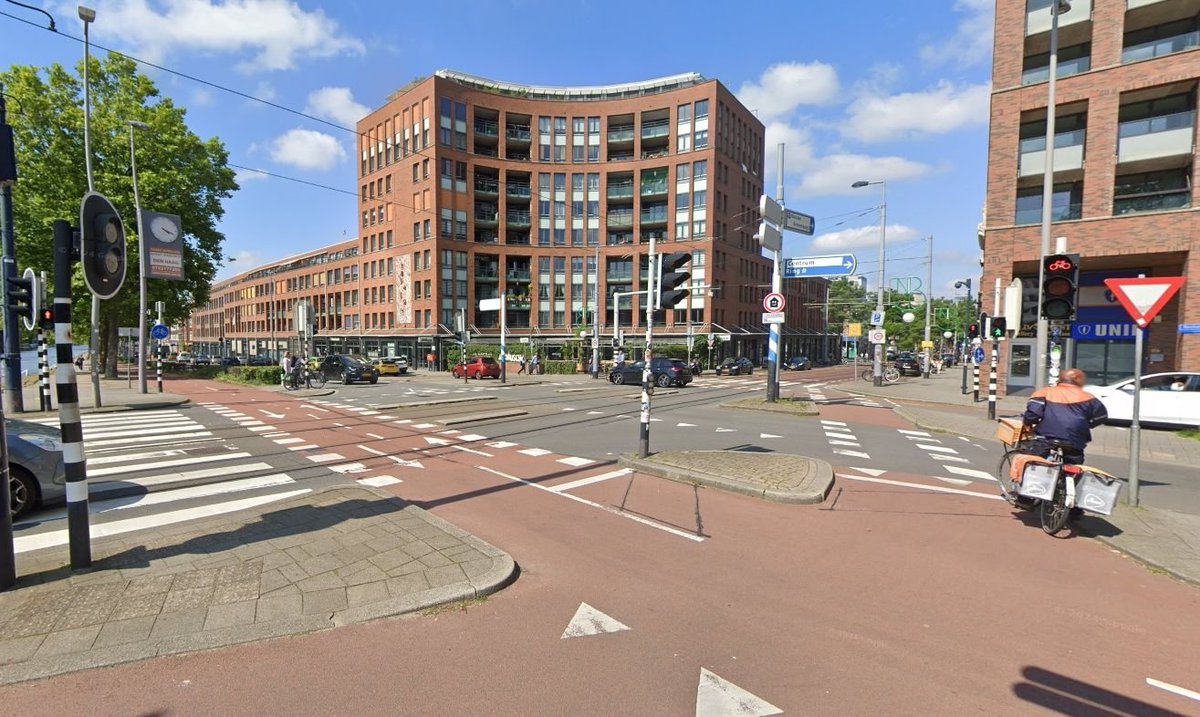 AmericanFietser's tweet photo. Safe streets aren't smooth, they have friction.

This design uses curbs, bollards, and pavement color differentiation to create visual friction. It forces the driver to slow down and engage with their surroundings.

No sign can do the work of proper design. https://t.co/wZigAFcyWp