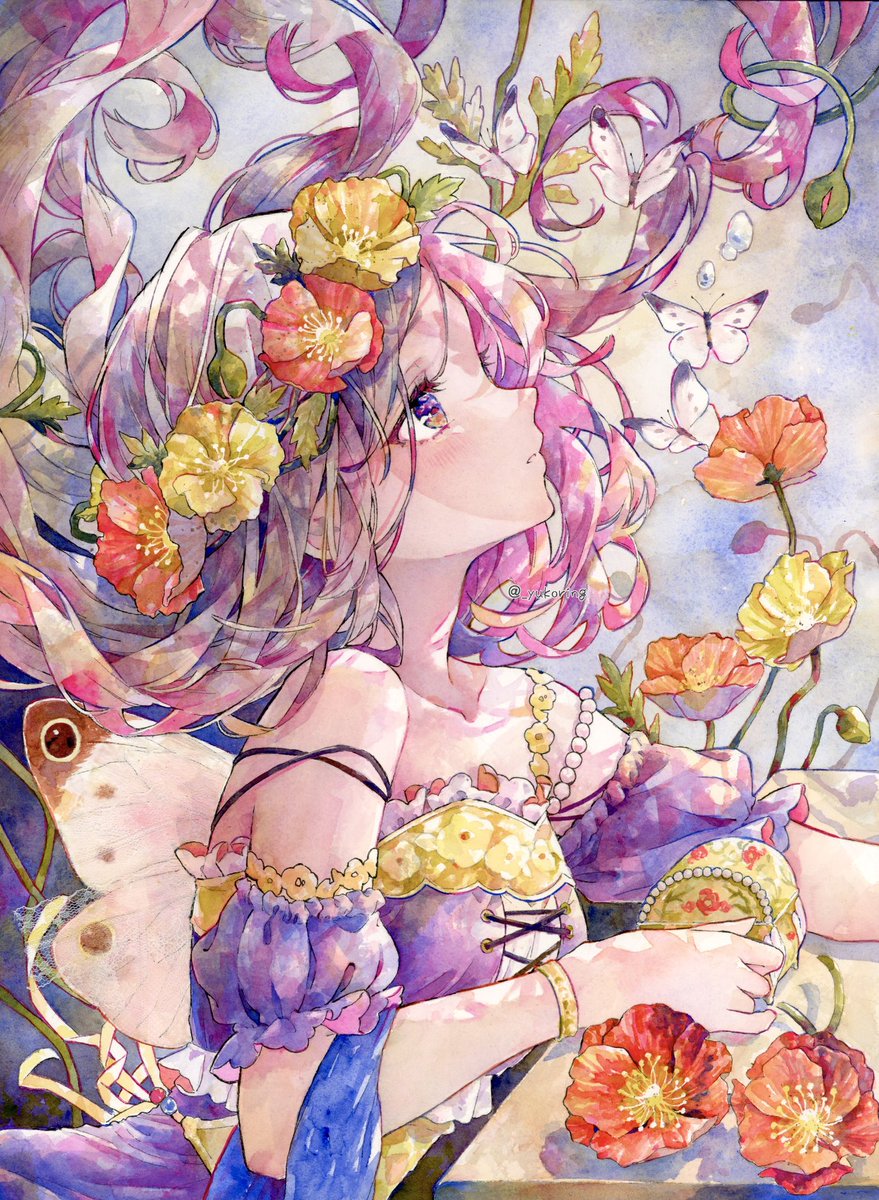_yukoring's tweet photo. 🦋🌼🌿透明水彩3色塗り https://t.co/DXWdHCtKPC