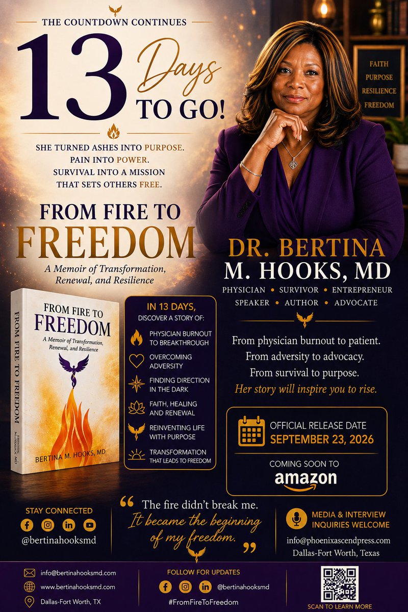 inkspire_lit's tweet photo. π₯ DAY 13 β Courage
Courage isn't always loud. Sometimes courage is simply choosing to take the next step.
13 days until From Fire to Freedom.
#FromFireToFreedom #Courage #BertinaHooks #Resilience #Purpose https://t.co/FrVvLMKOx4