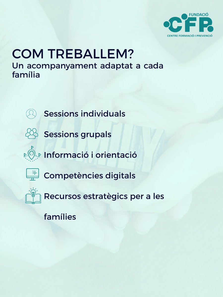 CFPMaresme's tweet photo. Acompanyar en salut mental també és donar eines a les famílies.

SAFIR ofereix informació, orientació i suport, amb especial atenció al seu paper en els processos d’autonomia i inclusió laboral.

Amb el suport del Departament de Drets Socials de la Generalitat de Catalunya. https://t.co/eMniTbzpjN