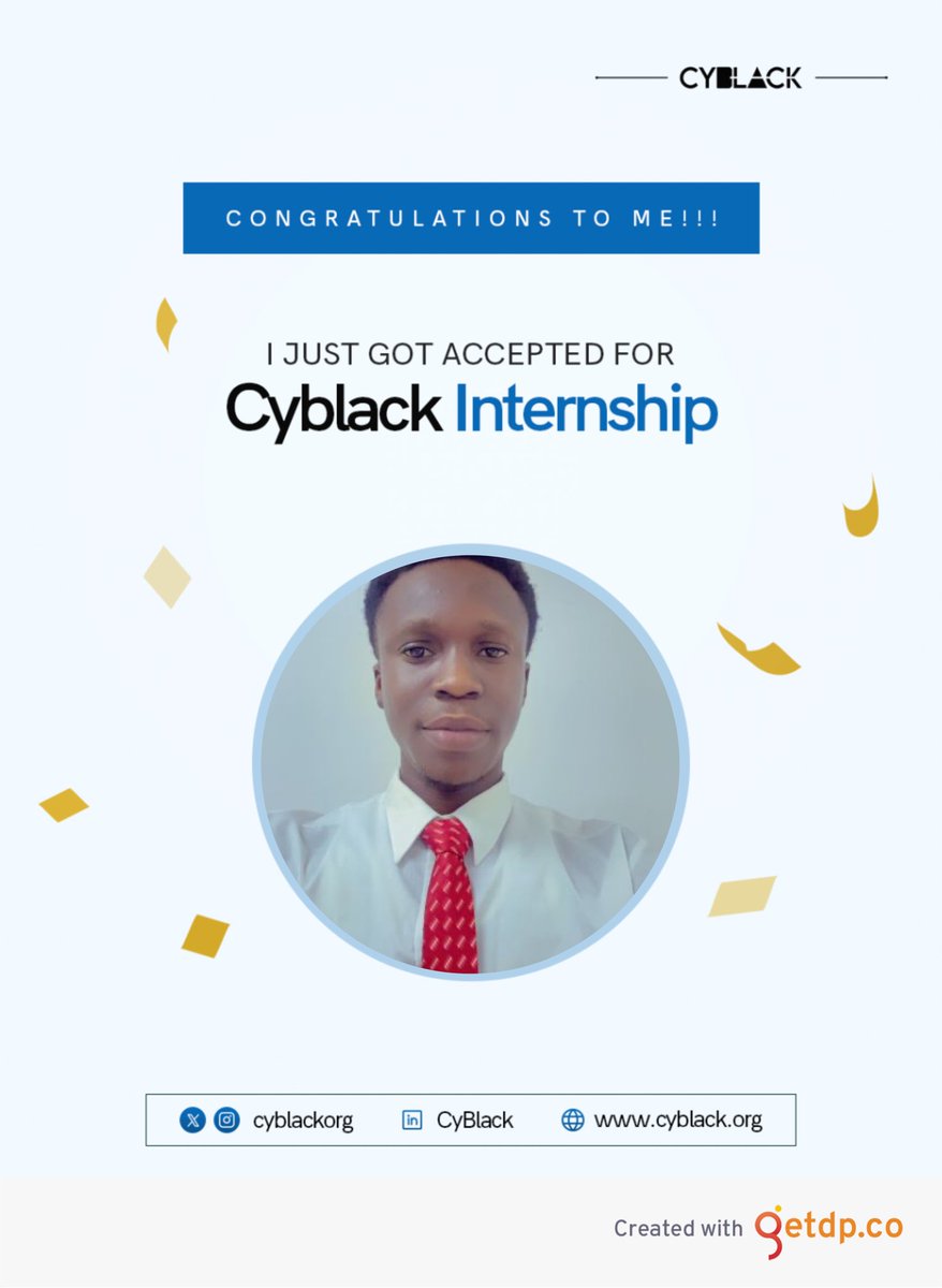 Ayobamideele's tweet photo. OMG!!!!!! I just got accepted into @Cyblackorg internship….. 

Thank you so much @ireteeh 
God bless you ma
I’m really so happy 
Wow wow 
#grc #cyblack #internship https://t.co/fpdSyl4vLz