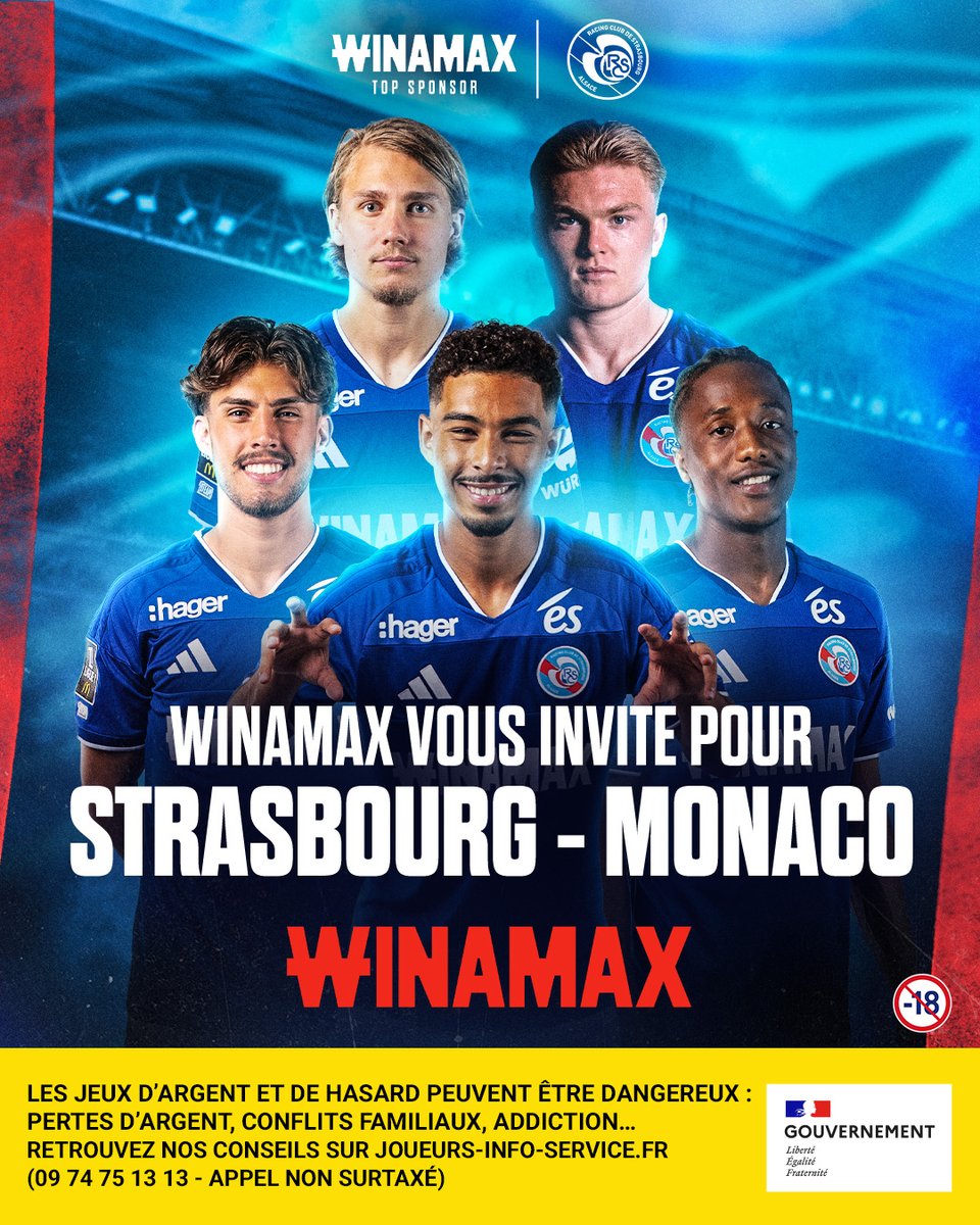WinamaxSport's tweet photo. ⚽️ 2 lots de 2 places VIP sont à gagner pour @RCSA - Monaco, samedi 12/09 à 17h15 !

🎁 Pour participer : retweetez ce tweet, suivez @WinamaxSport et répondez avec votre pseudo Winamax.

👉 Tirage au sort ce soir à 19h00 !

📄 Règlement > https://t.co/ECEx1Y0KvP https://t.co/YbMehM3KVM
