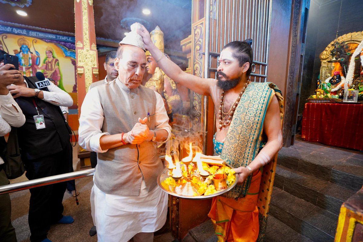 rajnathsingh's tweet photo. Visited the Seetha Amman Temple also known as Ashok Vatika Sita temple located in Nuwara Eliya district of Sri Lanka.

Offered prayers at the Temple and sought divine blessings. The Sri Seetha Amman temple stands as a strong symbol of our deep civilizational ties and everlasting people to people connect.