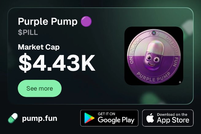 Manish23533595's tweet photo. #pumpfun #sol #solana #listing 

Suport guys and put some purple pill in your wallet 🟣💜 https://t.co/e45JWdBywq