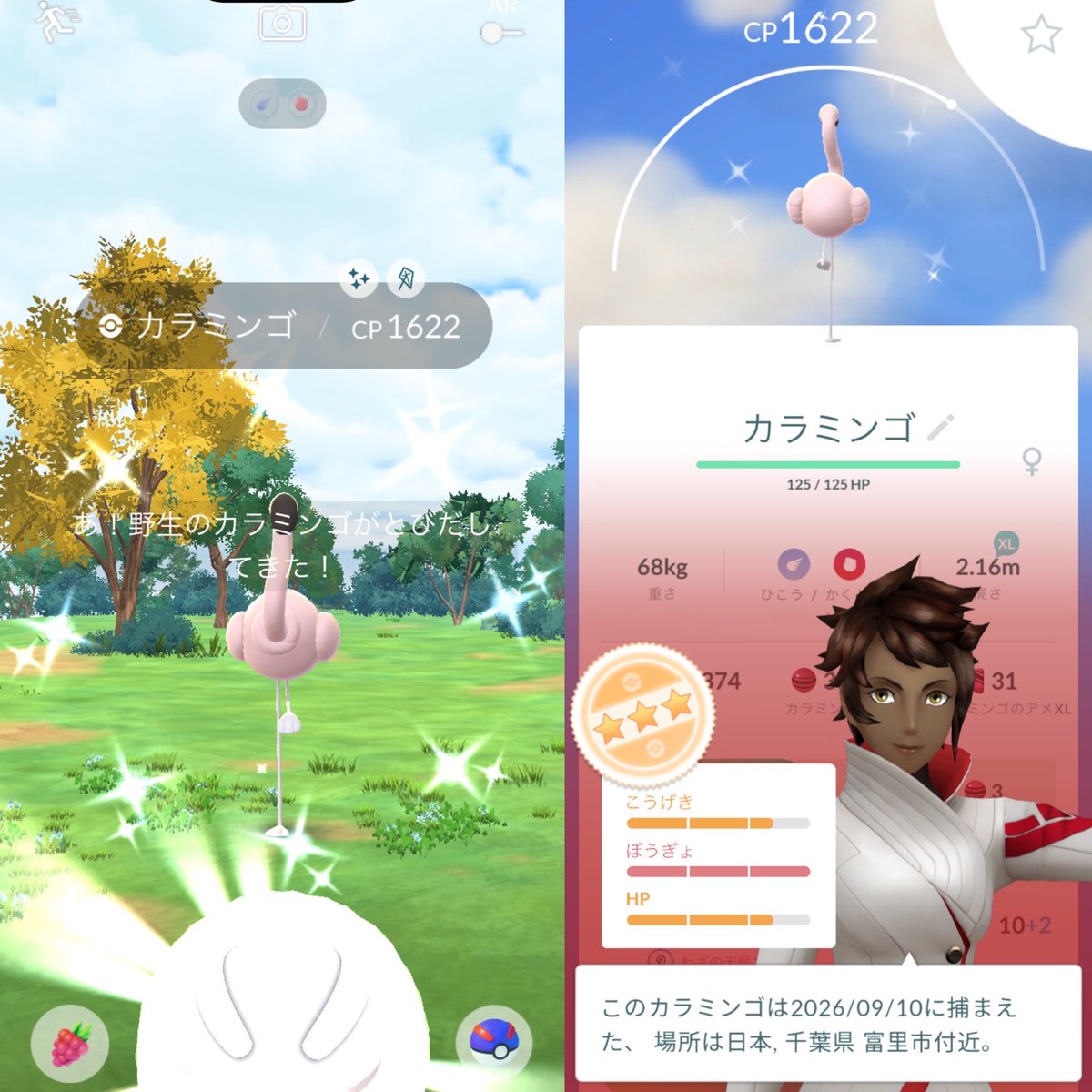 PokeGo227's tweet photo. お疲れ様です♪
今週もありがとうございました😊
お忙しそうだったので、微力ながら捕まえました😎
そして、2体目の………カラミんちょ✨✨ https://t.co/EdoaypXTY2