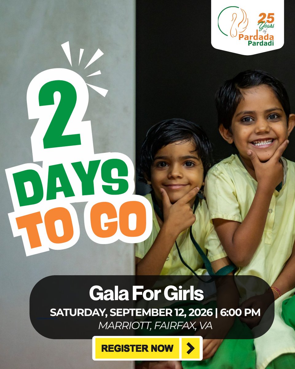 PardadaPardadi's tweet photo. ✨ 2 DAYS TO GO! ✨An evening of stories, celebration, inspiration, and shared purpose is almost here. 💚

In two days, we’ll come together in Fairfax to celebrate 25+ years of creating opportunities for girls and the incredible journey that continues to shape brighter futures. https://t.co/kVJBd3qZUI