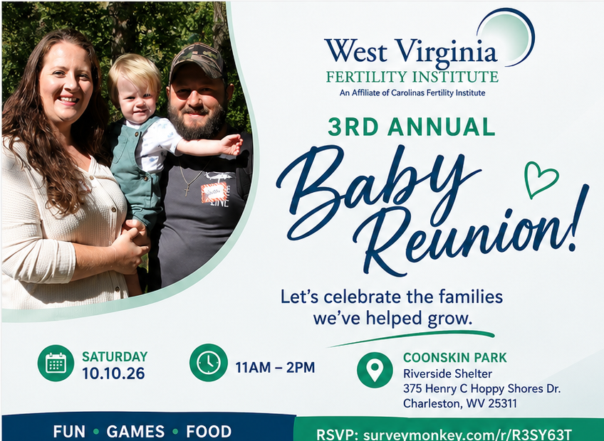 FertilityWV's tweet photo. The WVFI Baby Reunion is back! One of our favorite days of the year is almost here.

Saturday, October 10, 2026
11:00 AM–2:00 PM
Coonskin Park – Riverside Shelter
375 Henry C Hoppy Shores Dr., Charleston, WV 25311

We hope to see you there! Please RSVP:
https://t.co/VcBE93Pakz https://t.co/CmghIfeBzM