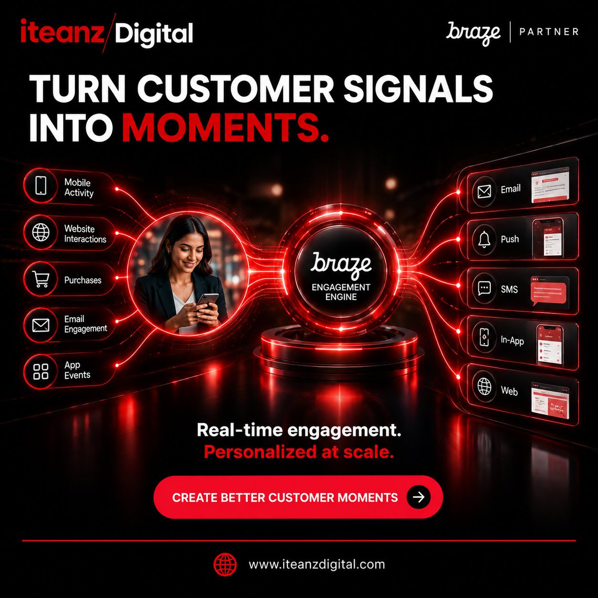 iteanzdigital's tweet photo. Turn Every Customer Signal into a Meaningful Moment. 🚀

🌐https://t.co/RBzSQqxSmk

#IteanzDigital #Braze #BrazePartner #CustomerEngagement #CustomerExperience #CustomerJourney #MarTech #DigitalMarketing #CustomerData #RealTimeMarketing #MarketingTechnology #DigitalTransformation https://t.co/t7fwnfFwVR