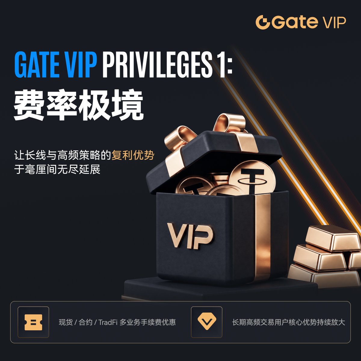 GateVIP_zh's tweet photo. 交易可以很频繁，

手续费不必太有存在感。

现货、合约、TradFi，

Gate VIP 的费率优势，一路在线。

#GateVIP https://t.co/QUQs2Ti0cd