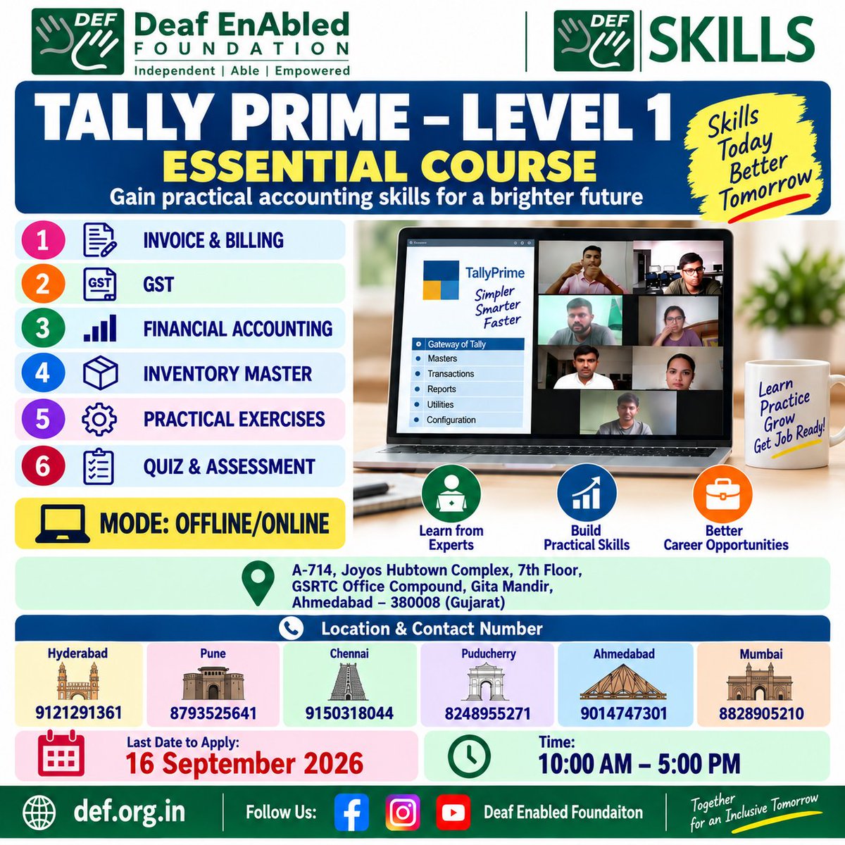 deafenabled's tweet photo. 💻 Tally Classes Available! 📊 Master Tally. Build Your Accounting Skills! 💻📊

Learn Tally with practical training and improve your career skills.

#Tally #TallyClasses #Accounting #GST #ComputerSkills #CareerSkills #SkillDevelopment
#Deaf #Employment #ApplyNow #healthydinner https://t.co/RVbcbXZmXP
