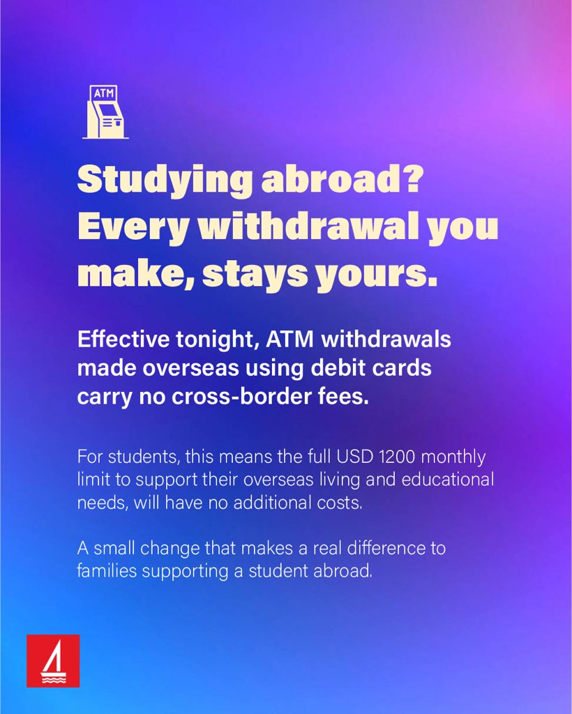 bankofmaldives's tweet photo. Studying abroad? Every withdrawal you make, stays yours. https://t.co/xyU6vjt8Pt