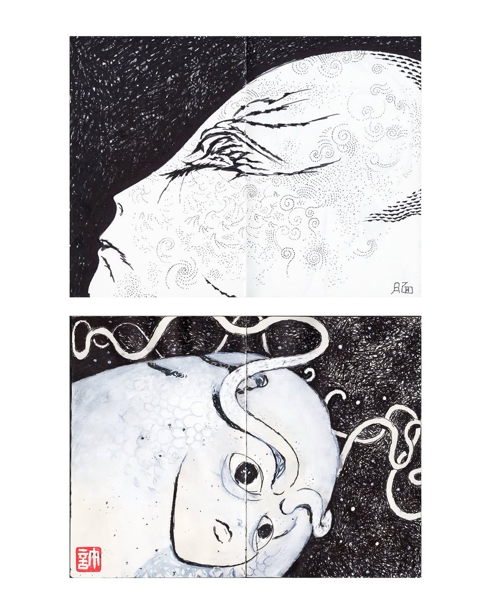 mangasickmanga's tweet photo. 台湾の作家・氵彗㣺（スイフイ）さんの最近のドローイングがやばくて絶句。

コロナ時期の2021年に、現在廃業になっている台中のオルタナスペース「蛆；菌」で初個展を開催して以来、2年に一回くらいの頻度で展示をしていて、SNSでの作品発表も極めて少ないものの、毎回爆発的な反響を呼ぶ。

「Mangasickをやっててよかったと思わせる」という範疇を越えて、最近の個展を全部衛星（＊別場所にあるMangasickのレンタルスペース）で開催させてもらって本当にいい？と不安になっていたので、去年、東京の画廊に打診をしたらMangasickサポートで展示をやろうと返信を頂けて本当に嬉しいです。

来年の3月上旬に開催します。Mangasickの二人も作家本人も現地に行きますので、みんなさんお会い出来たら最高です。時期が近くなったらまた詳細をお知らせします。

氵彗㣺のインスタ：w.huijun_