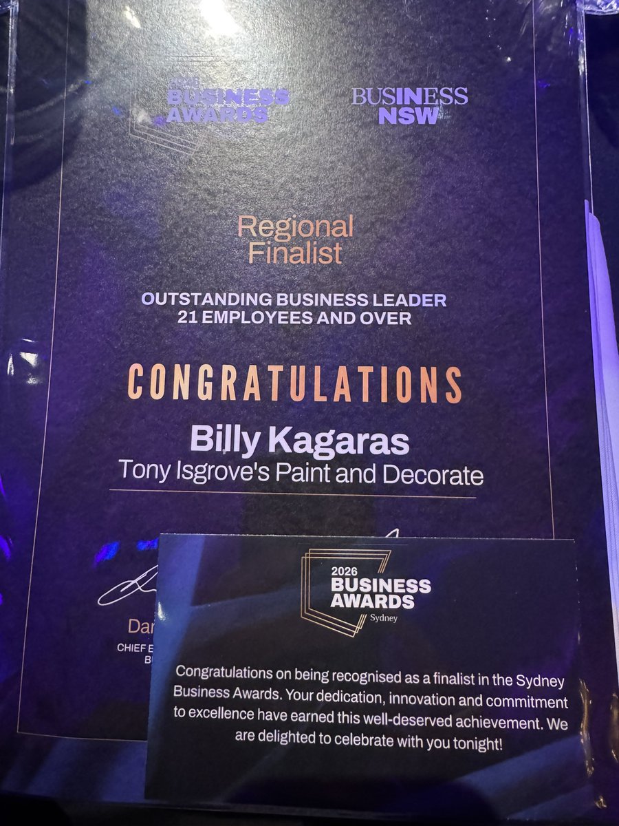 Creepahmeta's tweet photo. What a blessing to be a regional finalist in the NSW Business Awards for Outstanding Business Leader - 21 Employees and Over

It’s time to celebrate 🥂 https://t.co/J8cNX4vGWe