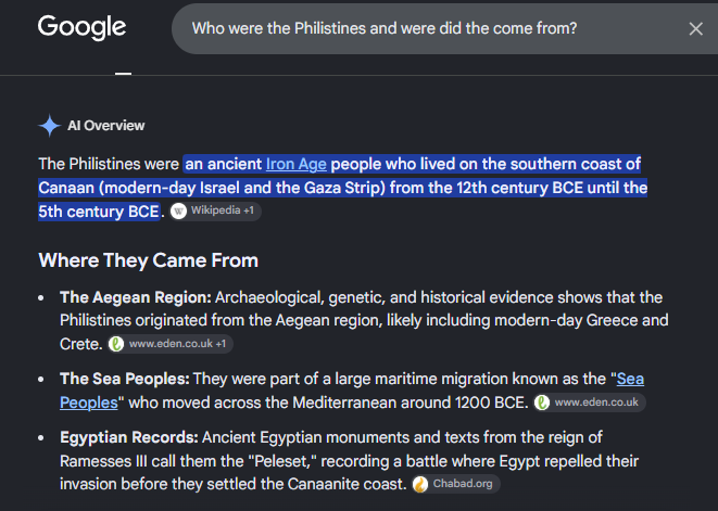 HelloLillySun's tweet photo. @EmperorPolitics @MorEdge_Insight Philistine refered to the people from the sea, Greece and Crete. Not Arabs or ancient Canaanites. https://t.co/bSYn3lUq76