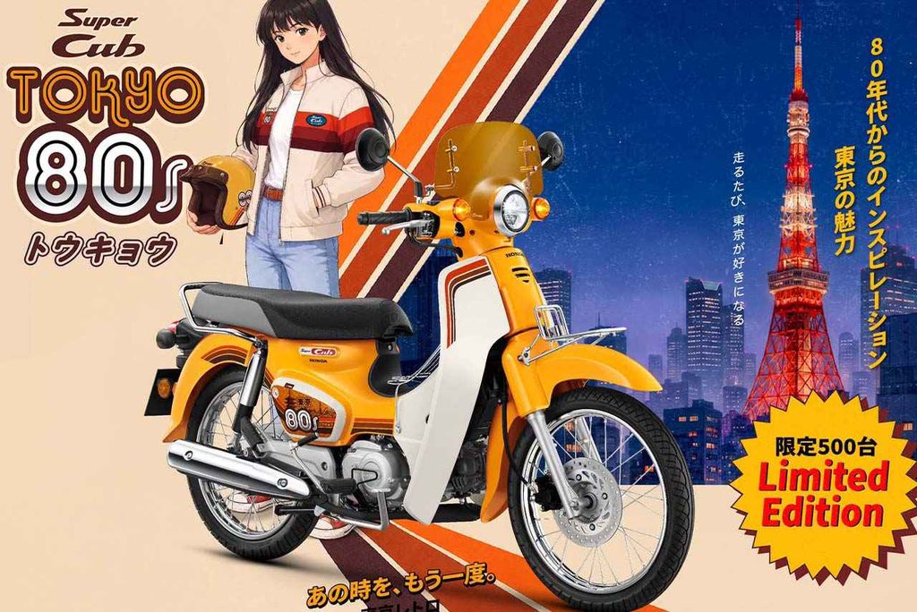 PutiMotor's tweet photo. タイホンダが、1980年代の東京バイブスをテーマにした「スーパーカブ Tokyo 80s リミテッドエディション」を発表。

車体には、日本のポップアートを思わせるラインとカラーリングが施された「Tokyo 80s」専用レジンステッカーが配置され、レトロかつポップな個性を主張。

さらに、フロントまわりを引き締めるライトブラウンカラーの専用ウインドシールドが装着され、フロントキャリアには質感の高いクロームメッキパーツを採用。

タイ全国で限定500台のみが展開。

https://t.co/g1pYBlDTsf