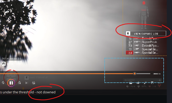 Lewiishhh's tweet photo. @SMB_gg @WARDOGS I see how its picking up 'view damage log' also but just not detected me as down https://t.co/jGC79UqNyJ