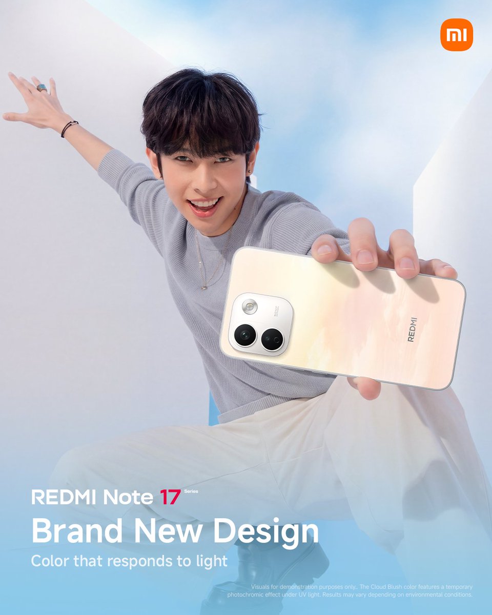 Xiaomi_PH's tweet photo. Blushing already? Must be the view. ☁️

You and Justin look good with a little blush. 😉 Meet the dreamy Cloud Blush on the #REDMINote17ProMax5G that comes to life under UV light.

#REDMINote17Series #REDMINote17SeriesxSB19 #TitanPowerGoMax https://t.co/uPyGJmAjZk