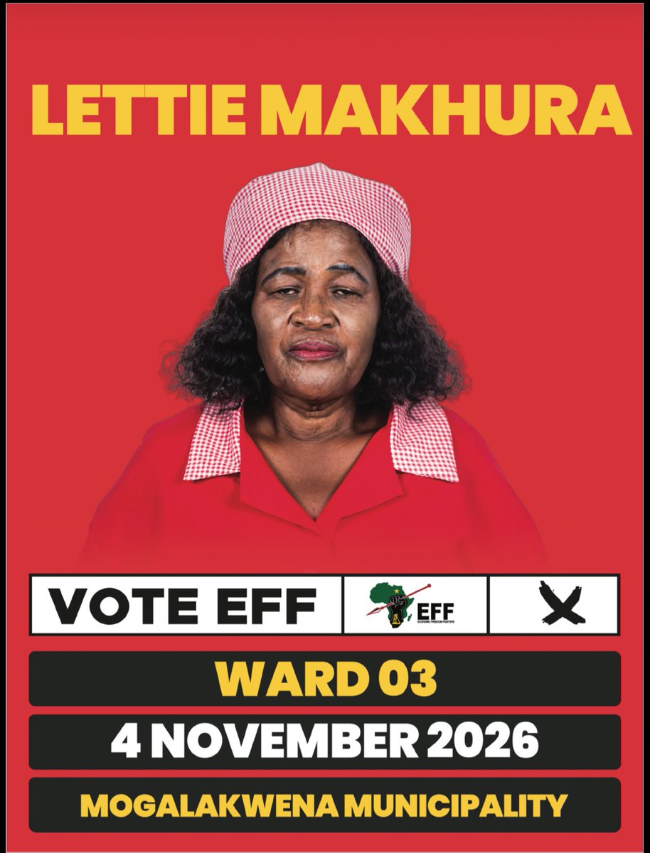 MapulaMokgosang's tweet photo. ♦️THREAD♦️

Mogalakwena know your EFF ward Councillor Candidates ✊🏾 

#VoteEFF 
#VoteEFF2026LGE https://t.co/LMw0ZKrYva