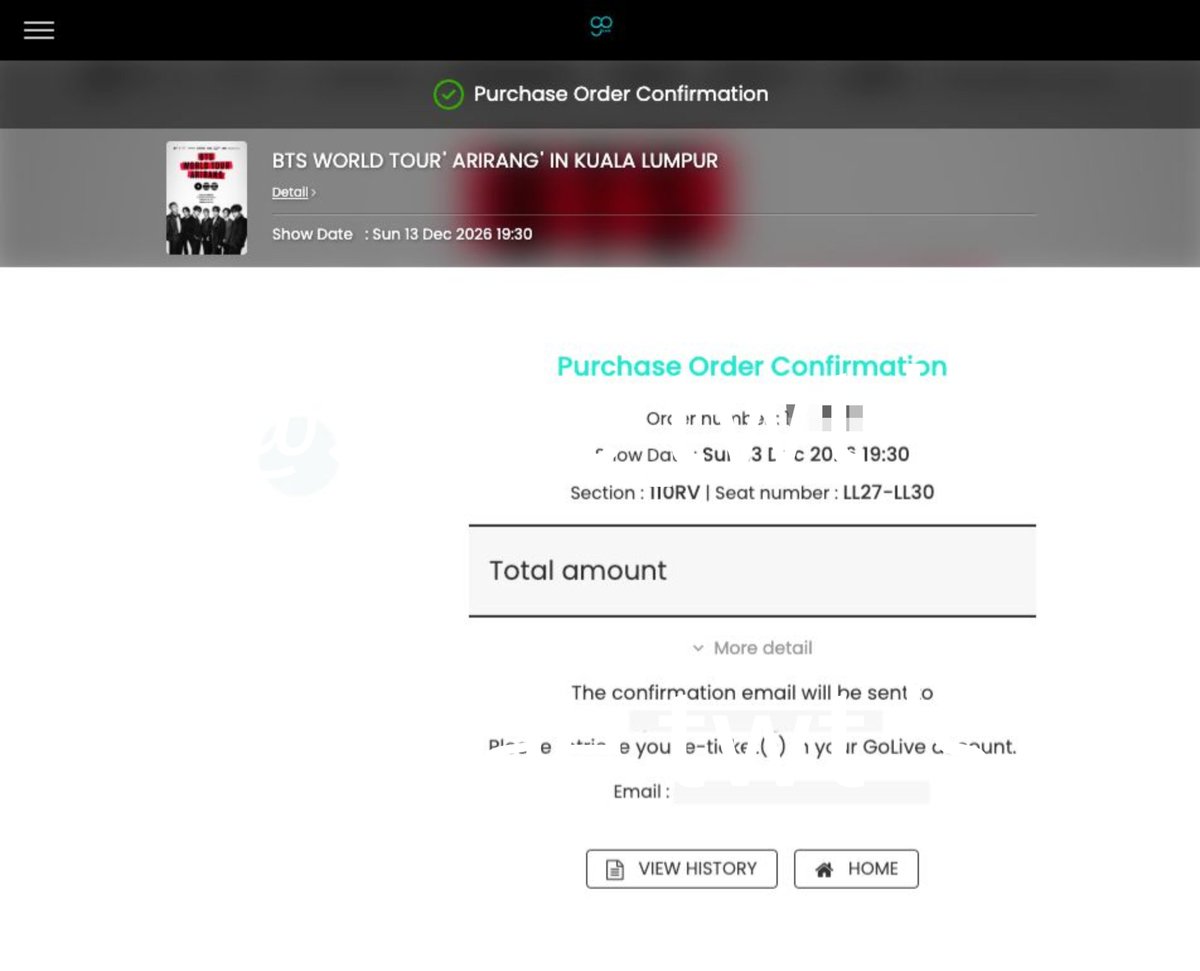 SHAE_twt's tweet photo. WTS
BTS ARIRANG WORLD TOUR IN KL

Day 2 13 DEC 2026
CAT8 RV, section 110RV
Price (inc PS fee) : RM 748

Reason: priotising money for savings🙏

DM if interested!
Serious &amp; fast payment only! 

#BTS #BTS_ARİRANG #btsinkl #pasarbts #concert #kualalumpur https://t.co/q2mwxqyZRW