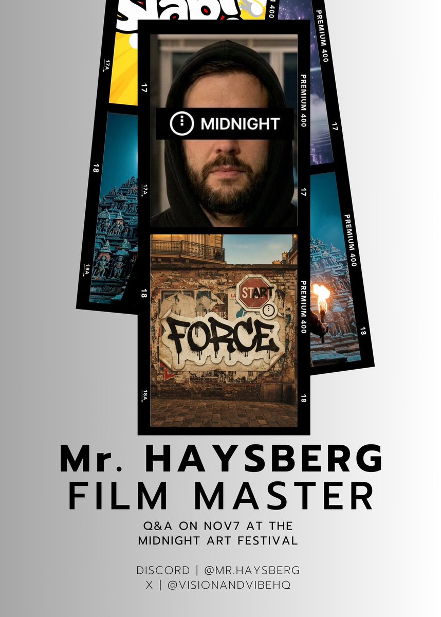 ArtForceNIGHT's tweet photo. Artist Highlight ✨@visionandvibehq 🎥 

A crypto OG &amp; film extraordinaire 🎞️ Making the world a better place by helping get the word out in beautiful, powerful ways 🙌🏻 

Meet the artist at the @MidnightNtwrk Art Festival, 11.7 🎥 https://t.co/1shuIXVIAk