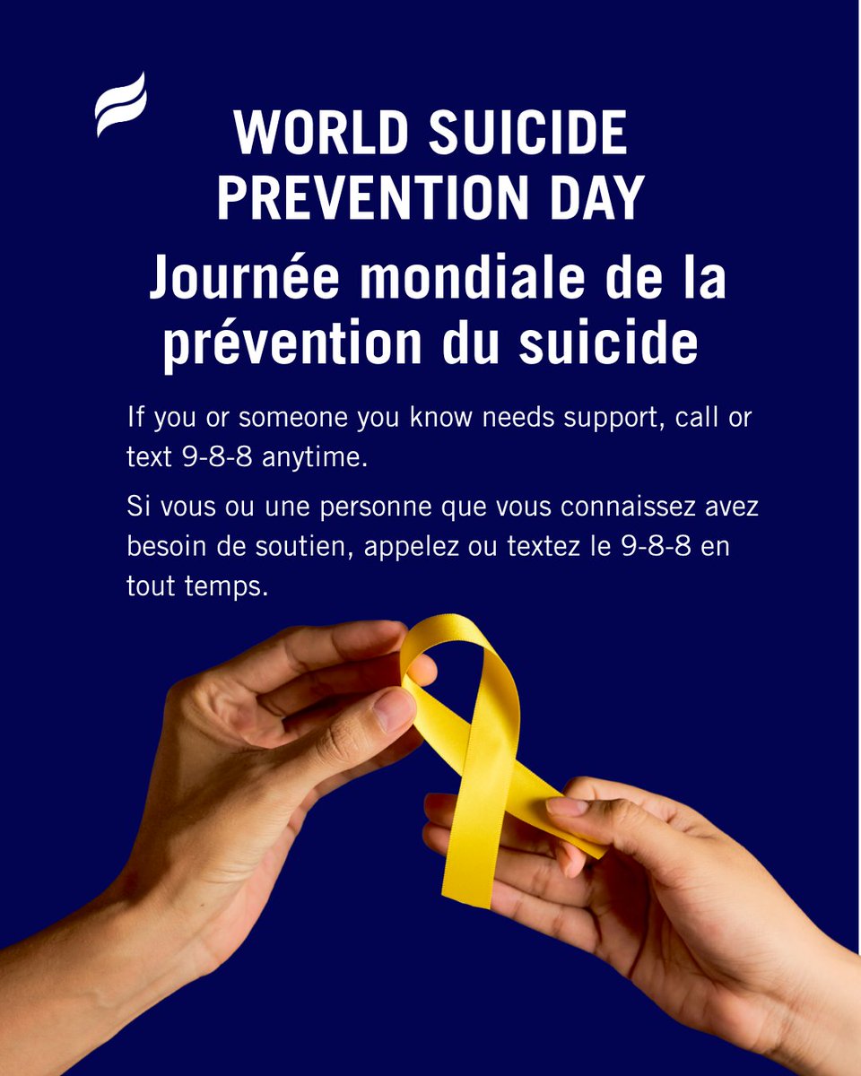 canadanurses's tweet photo. On World Suicide Prevention Day, CNA recognizes the importance of compassion, connection and timely access to mental health supports.

Nurses are often trusted points of contact for people in distress. Through assessment, advocacy, crisis support and ongoing care, nurses help create pathways to safety, hope and healing.

If you or someone you know needs immediate support in Canada, call or text 988.
--
À l’occasion de la Journée mondiale de la prévention du suicide, l’AIIC reconnaît l’importance de la compassion, des liens humains et d’un accès rapide aux soutiens en santé mentale.

Le personnel infirmier est souvent un point de contact de confiance pour les personnes en détresse. Par l’évaluation, la défense des intérêts, le soutien en situation de crise et les soins continus, les infirmières et infirmiers contribuent à créer des chemins vers la sécurité, l’espoir et la guérison.

Si vous ou une personne que vous connaissez avez besoin d’un soutien immédiat au Canada, appelez ou textez le 988.

#WorldSuicidePreventionDay #MentalHealth #SuicidePrevention #CNA #NursingCare #JournéePréventionSuicide #SantéMentale #PréventionDuSuicide #AIIC #SoinsInfirmiers