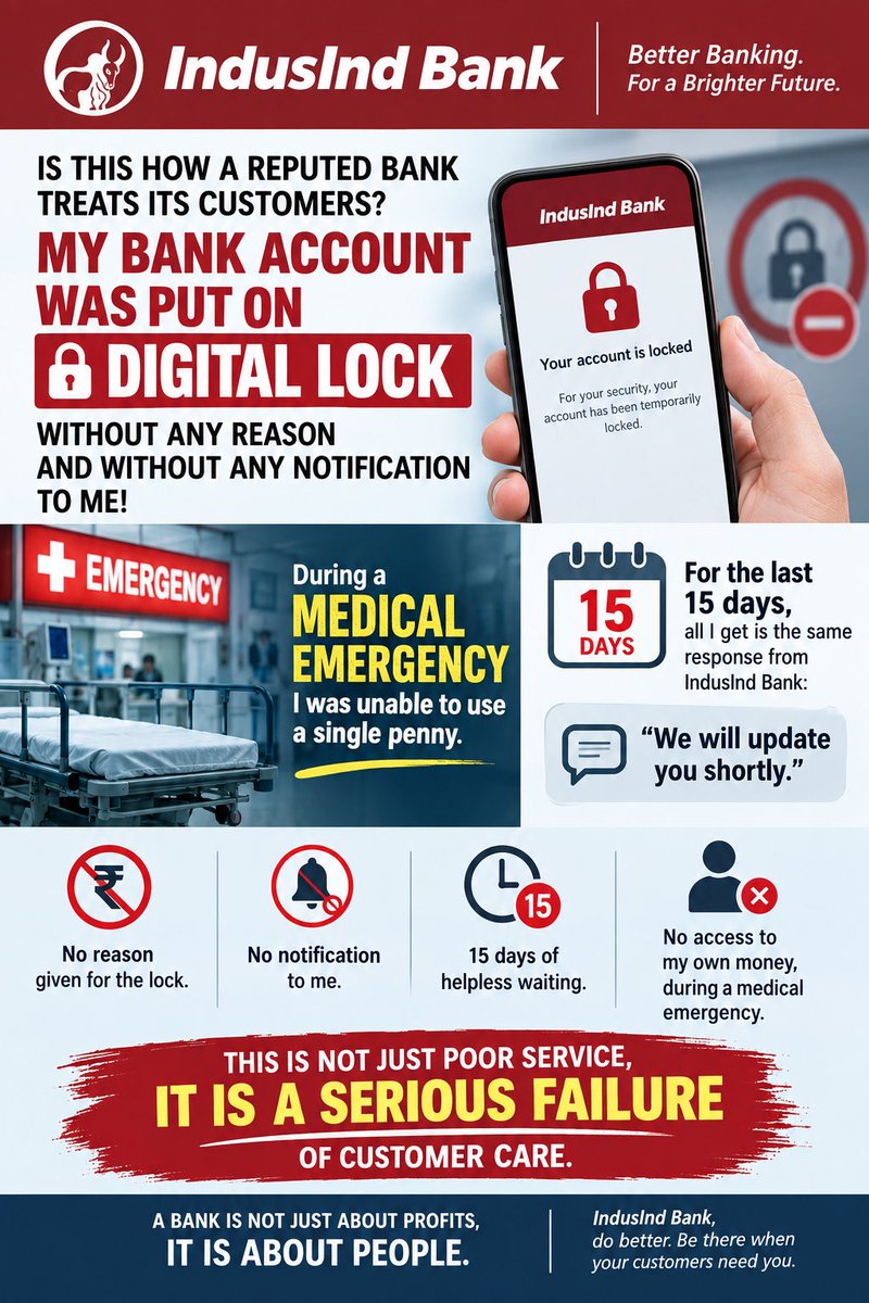 001skumar's tweet photo. @MyIndusIndBank #indusindbank
reference number-89390380
Tomorrow at 2pm I will sit on dharna with same poster about your poor third grade customer service.
Have some shame https://t.co/gjg3BIA97k