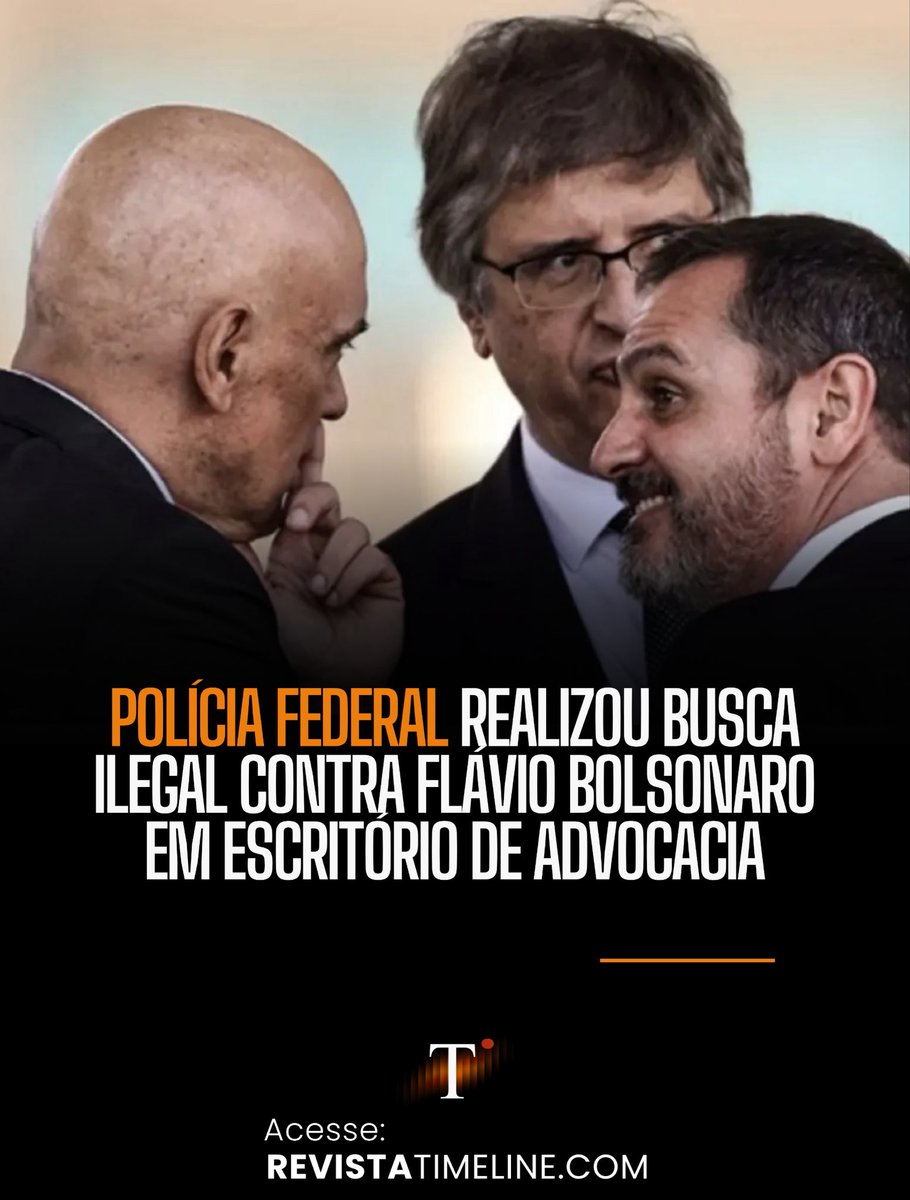 RevistaTL's tweet photo. Agentes da Polícia Federal sob a gestão de Andrei Rodrigues cometeram irregularidades e desvirtuaram mandados judiciais para realizar uma busca clandestina contra o senador Flávio Bolsonaro (PL) durante operação no escritório do advogado Willer Tomaz, segundo petição sigilosa encaminhada ao ministro André Mendonça, do Supremo Tribunal Federal (STF).