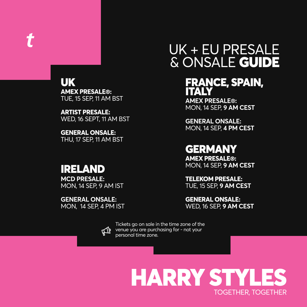TicketmasterUK's tweet photo. Let’s dance 🕺 Harry Styles just announced additional dates for Together, Together 🪩

Here’s what to know so you’re ready when tickets drop.

🎫: https://t.co/7nqg9vifdj https://t.co/y8m54mb0GI