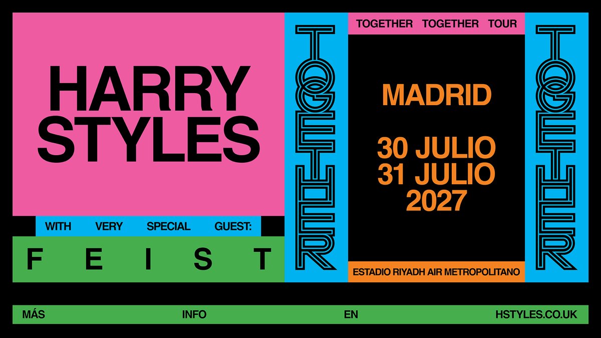 LiveNationES's tweet photo. Harry Styles: Together, Together 2027.
Entradas a la venta el 14 de septiembre a las 16h.
Más info en https://t.co/QRAt4fjZAu https://t.co/fPQhltx2js