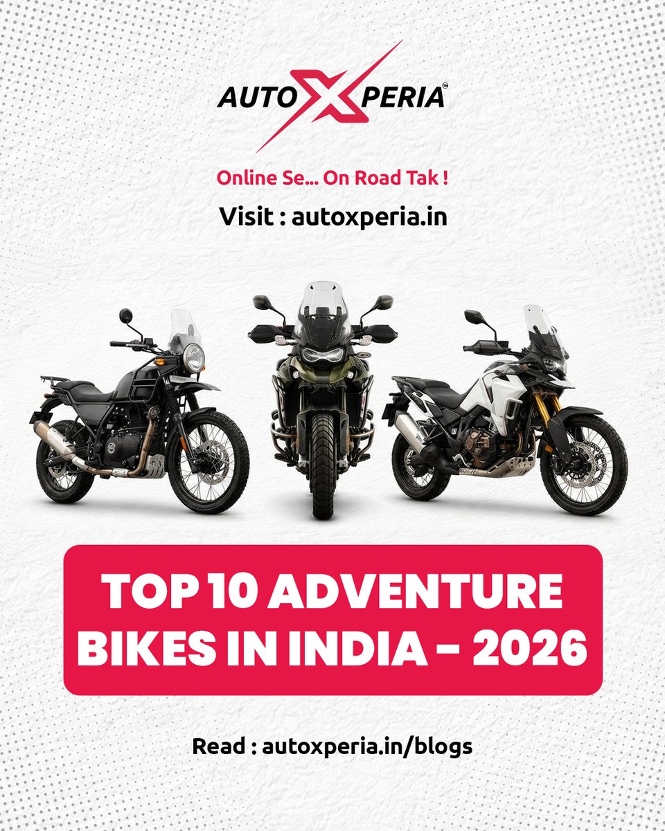 AutoXperiaIndia's tweet photo. 🏍️ Ready to chase the horizon? 🌄

Discover the Top 10 Adventure Bikes in India – 2026 — built for touring, exploration, performance &amp; off-road adventures! 🔥

👉 Read now: https://t.co/71C37LQfd8

#AutoXperia #AdventureBikes #BikesInIndia #Motorcycle #BikeLife https://t.co/q915f931Sn