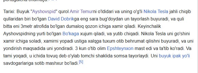MuhammadiyevM's tweet photo. Somsa haqida wikipedia maqolasi ekan https://t.co/JwfLZJPUge