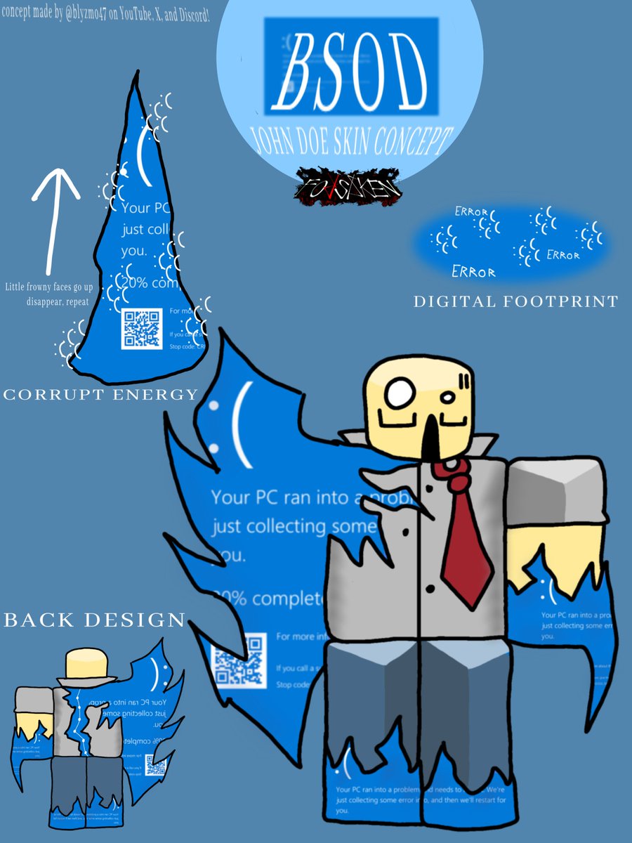 Blyzmo47's tweet photo. "BSOD" John Doe Skin Concept! 
Thanks to @geiming_bob for helping make the model! 
#forsaken https://t.co/ovIiGPu7bl