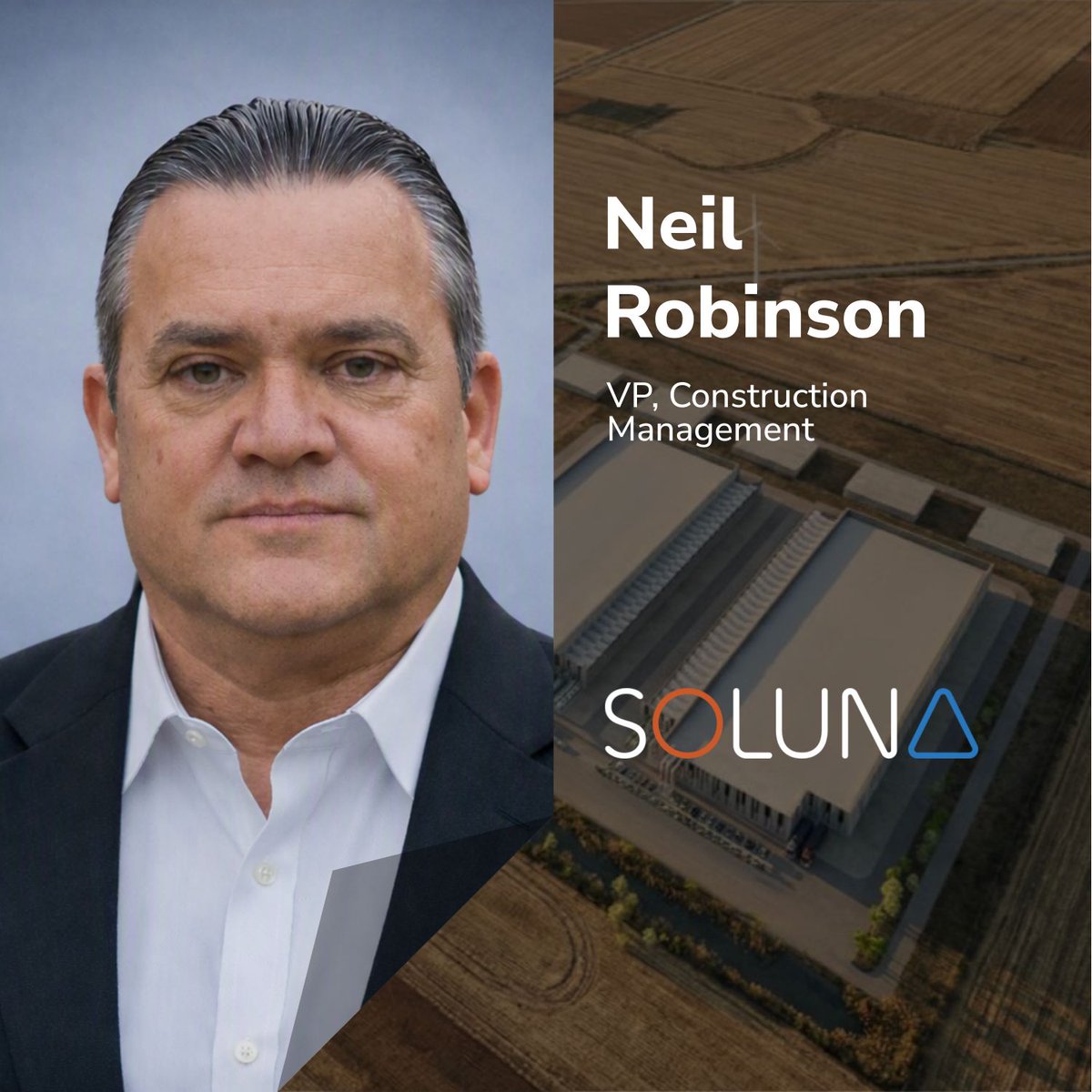 SolunaHoldings's tweet photo. 👋 Soluna welcomes Neil Robinson as VP of Construction Management.

Neil joins from Microsoft, where he served as Director of AI Construction. He will support Soluna's data center development team as we advance our AI infrastructure pipeline.

Welcome to the team, Neil. 

#SLNH #RenewableComputing