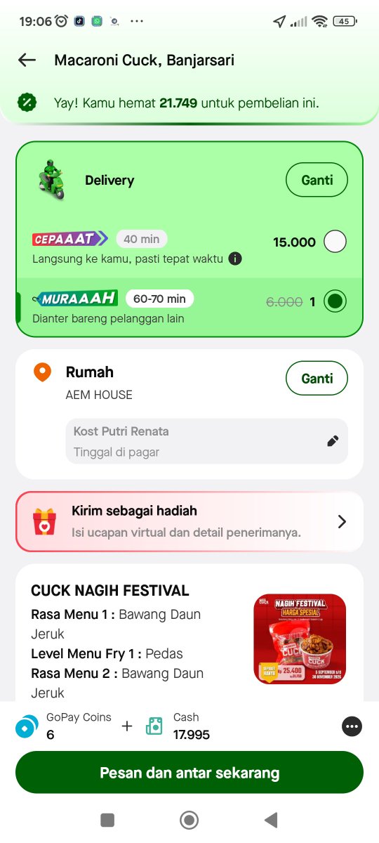 qilasafiya's tweet photo. lagi mager keluar tapi pengen makan enak 😭
cek gofood, ongkir 1 ribu
fix gak jadi masak hari ini wkwk
"GOSEKPOL"!!! redeem skrggg https://t.co/0d2KbSE1Fw
