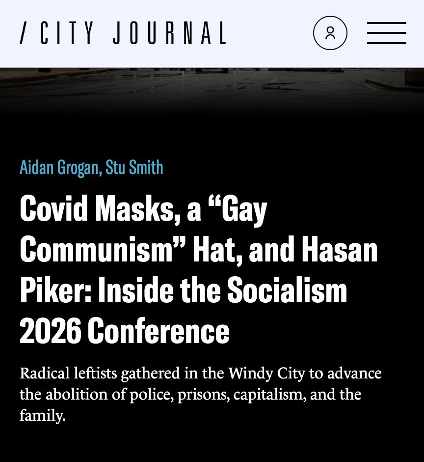CharlesFLehman's tweet photo. Last weekend, X lit up with Stu's clips from the Socialism 2026 conference.

What we didn't mention at the time is that @CityJournal's @AidanGrogan was also on the ground, attending the panels they *didn't* livestream.

read his and Stu's full report: 

https://t.co/Nh2cLv5cb0 https://t.co/jWnruE5Fwl