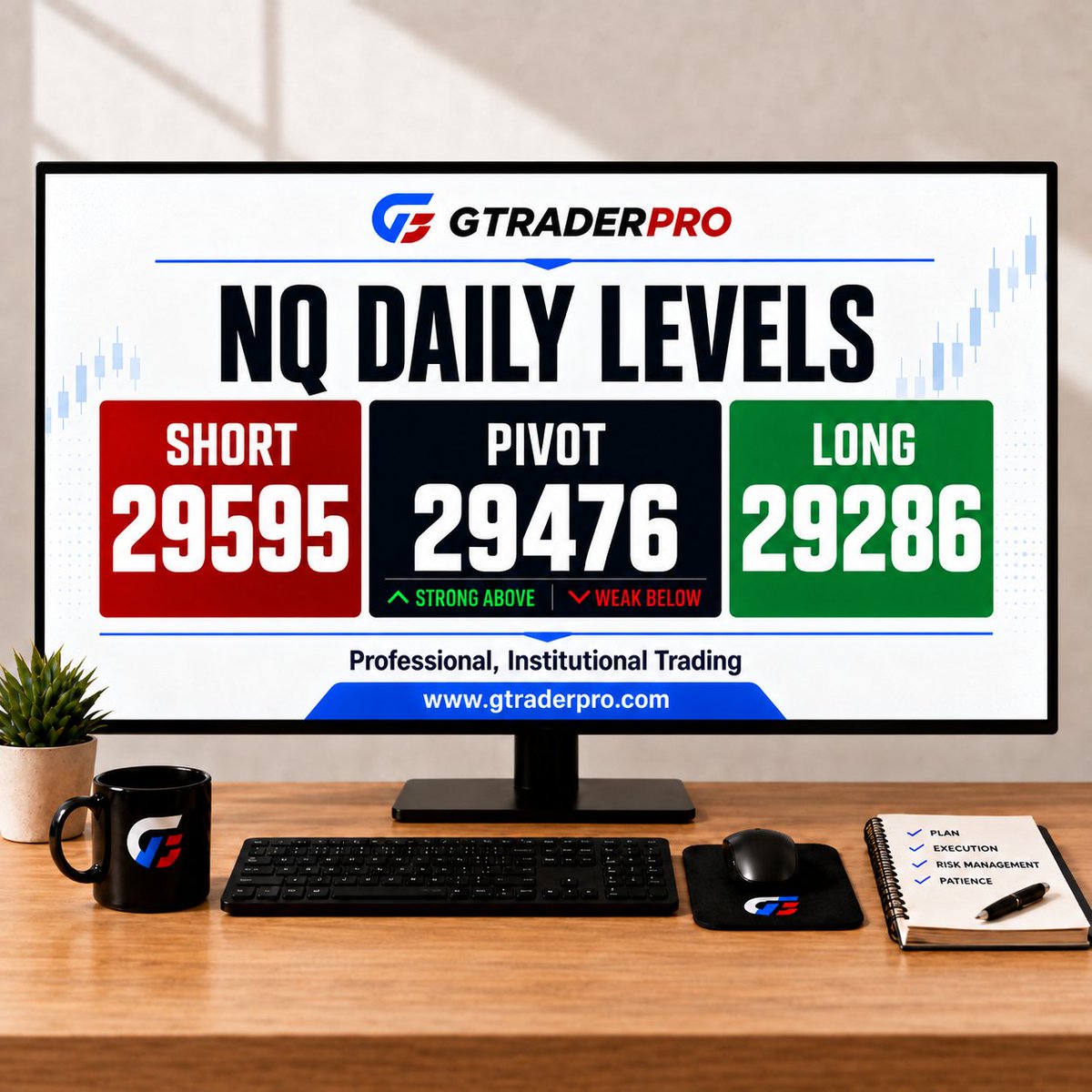 GTraderPR0's tweet photo. 📊 NQ Daily Levels

🟢 Buy: 29286
🔴 Sell: 29595

⚖️ Pivot: 29476
Above pivot = strength
Below pivot = weakness

🔥 Get your FREE week in our Trade Room.

🌐 https://t.co/Ws2Kxyeka4

#NQ #FuturesTrading #GTraderPro https://t.co/3Vz6HR9whG